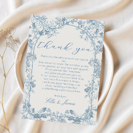 Blue Chinoiserie Floral Wedding Vielen Dank Dankeskarte