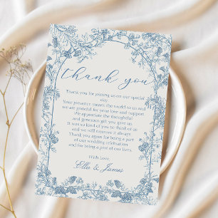 Blue Chinoiserie Floral Wedding Vielen Dank Dankeskarte