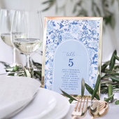 Blue Chinoiserie Garden Seekarte Tischnummer