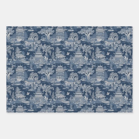Blue Chinoiserie Geschenkpapier Set (Vorderseite 2)