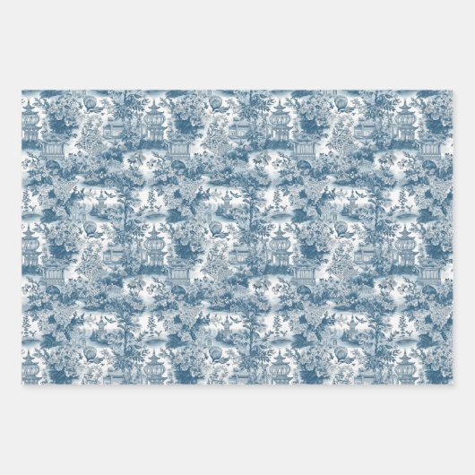 Blue Chinoiserie Geschenkpapier Set (Vorderseite)