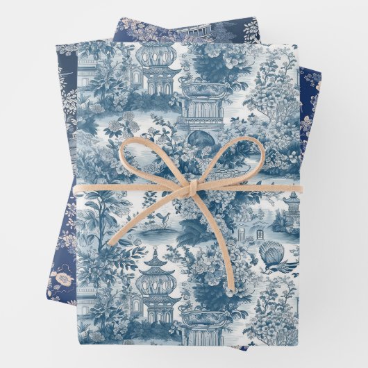 Blue Chinoiserie Geschenkpapier Set (Beispiel)