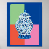 Blue Chinoiserie Ginger Jakar Kunstdruck Poster (Vorne)