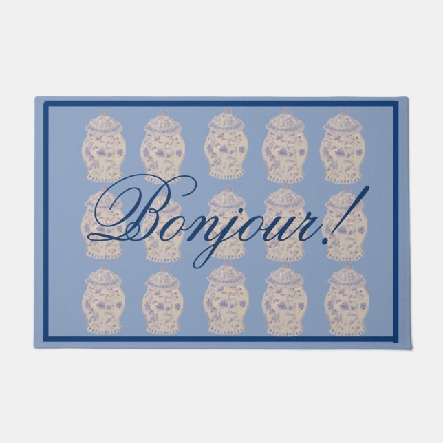 Blue Chinoiserie Ginger Jar Jars Doo Fußmatte (Vorderseite)