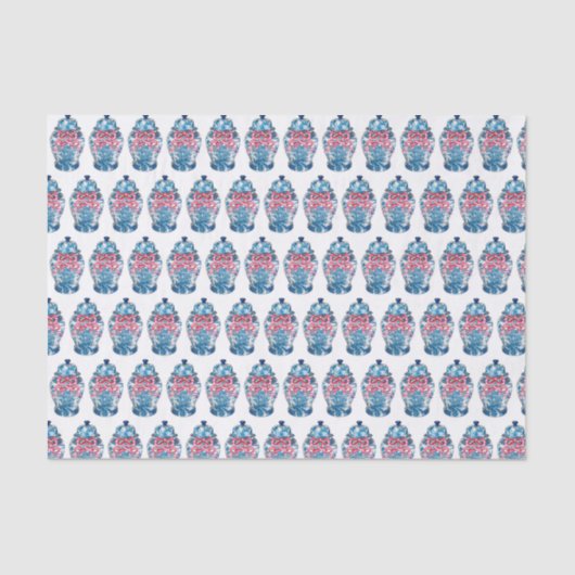 Blue Chinoiserie Ginger Jar Jars Tissue Paper Seidenpapier (Vorderseite)