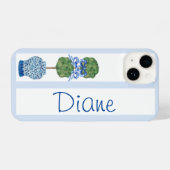 Blue Chinoiserie Ginger Jar Jars Topiary iPhone Hülle (Rückseite (Horizontal))