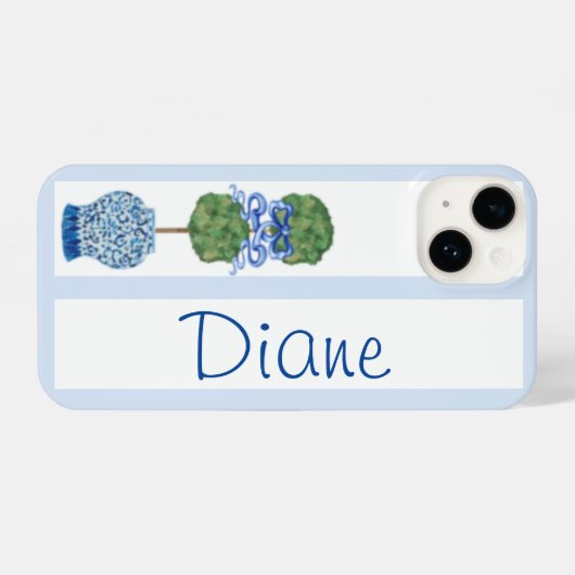 Blue Chinoiserie Ginger Jar Jars Topiary iPhone Hülle (Rückseite (Horizontal))