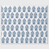 Blue Chinoiserie Ginger Jar Jars Wrapping Paper Geschenkpapier (Flach)
