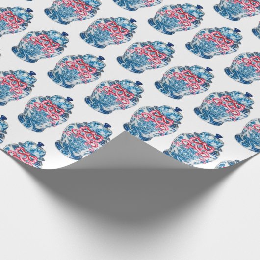 Blue Chinoiserie Ginger Jar Jars Wrapping Paper Geschenkpapier (Ecke)