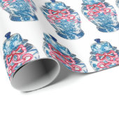 Blue Chinoiserie Ginger Jar Jars Wrapping Paper Geschenkpapier (Rolleneckpunkt)