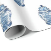 Blue Chinoiserie Ginger Jar Jars Wrapping Paper Geschenkpapier (Rolleneckpunkt)