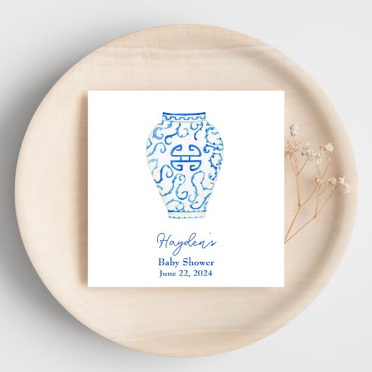Blue Chinoiserie Ginger Jar Personalisiert Napkin Serviette