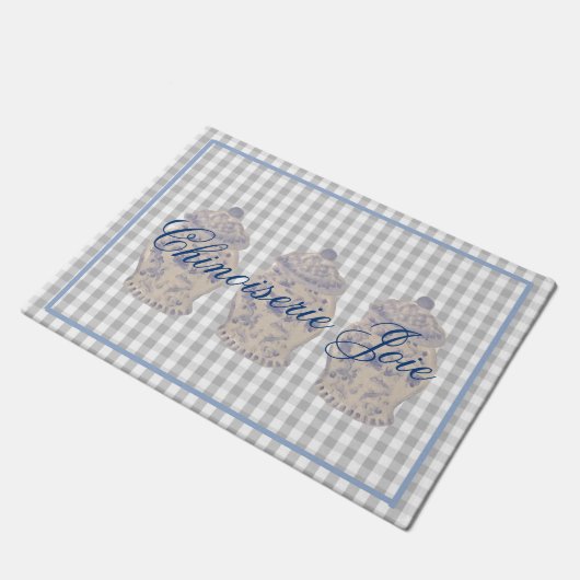 Blue Chinoiserie Hand Painted Ginger Jar Jars Fußmatte (Schrägansicht)