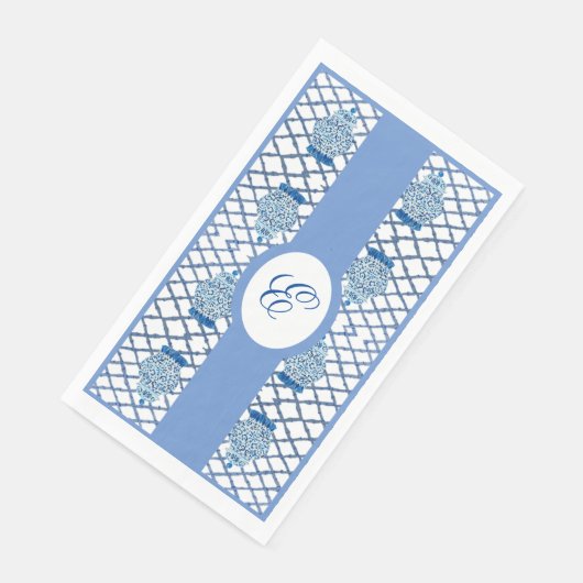 Blue Chinoiserie Hand Painted Ginger Jar Jars Serviette (Ecke)