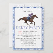 Blue Chinoiserie Horse Race Derby Party Invite Einladung (Vorderseite)