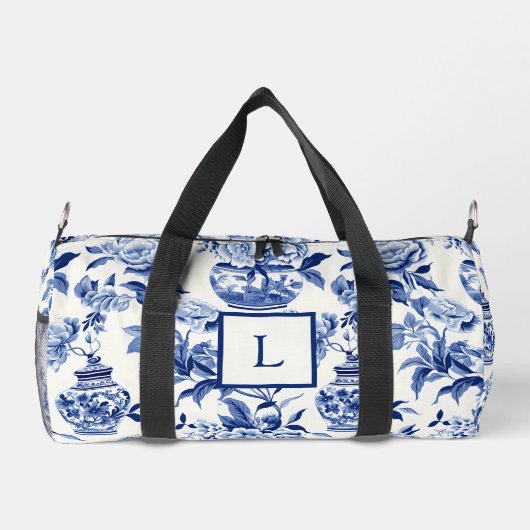Blue Chinoiserie Monogram Duffle Bag (Rückseite)