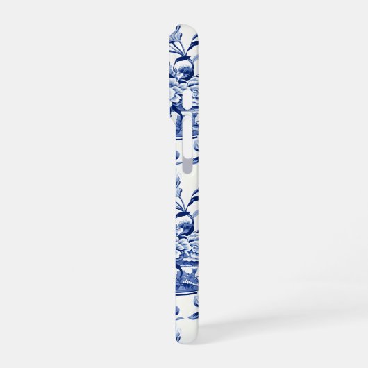 Blue Chinoiserie Monogram  iPhone Hülle (Linke Seite)