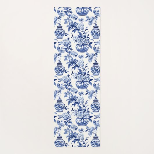Blue Chinoiserie Monogram Name Yogamatte (Rückseite)