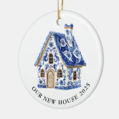 Blue Chinoiserie New House Keramik Ornament (Links)