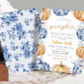 Blue Chinoiserie Orange Pumpkin Baby Dusche Einladung