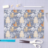 Blue Chinoiserie Pagodas Seidenpapier (Handwerk)