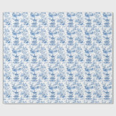 Blue Chinoiserie Pagodas Toile Geschenkpapier (Flach)