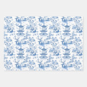 Blue Chinoiserie Pagodas Toile Geschenkpapier Set (Vorderseite)