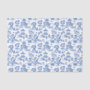 Blue Chinoiserie Pagodas Toile Seidenpapier