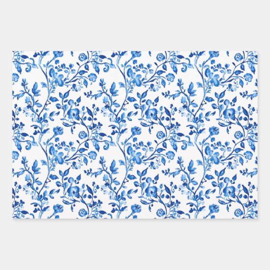 Blue Chinoiserie Pattern  Geschenkpapier Set (Vorderseite)
