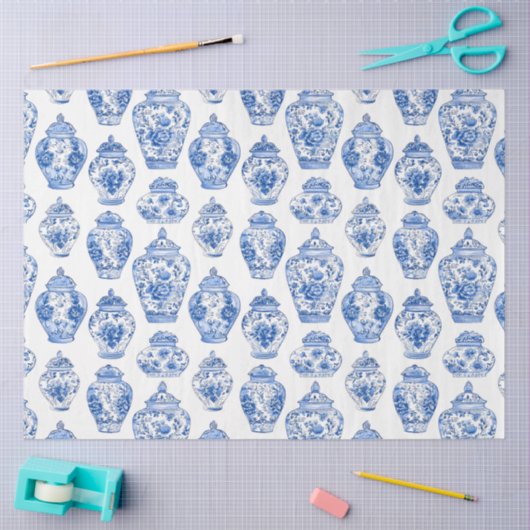 Blue Chinoiserie Pattern  Seidenpapier (Basteln)