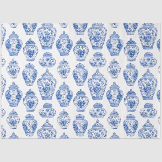 Blue Chinoiserie Pattern Seidenpapier (Vorderseite)
