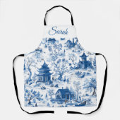Blue Chinoiserie Personalized Christmas Apron Schürze (Vorderseite)