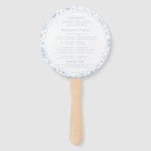 Blue Chinoiserie Porcelain Blumenzettel Fächer (Rückseite)