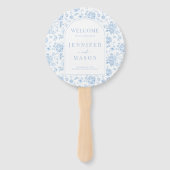Blue Chinoiserie Porcelain Blumenzettel Fächer (Vorderseite)