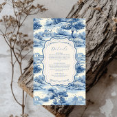 Blue Chinoiserie Porcelain Botanische Peony Weddin Begleitkarte