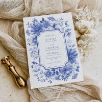 Blue Chinoiserie Porcelain Botanische Peony Weddin