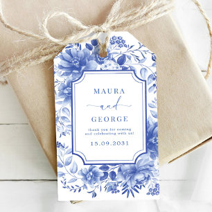 Blue Chinoiserie Porcelain Botanische Peony Weddin Geschenkanhänger