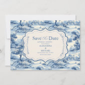 Blue Chinoiserie Porcelain Botanische Peony Weddin Save The Date (Vorderseite)