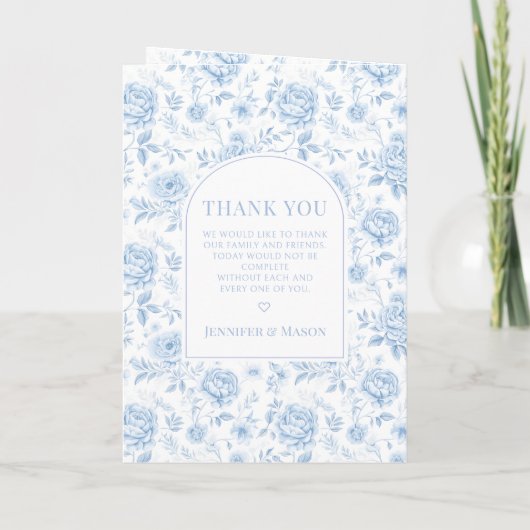 Blue Chinoiserie Porcelain Floral Wedding faltbar Programm (Rückseite)