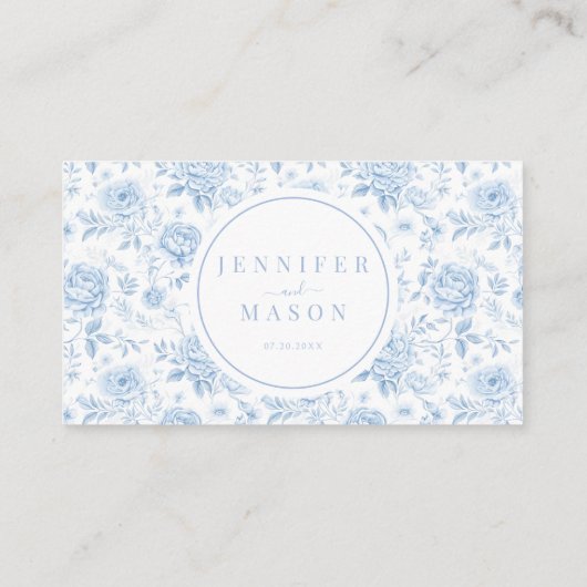 Blue Chinoiserie Porcelain Hochzeitsplatz Karte (Rückseite)