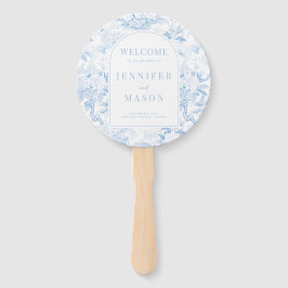Blue Chinoiserie Porcelain Hochzeitsprogramm Fächer