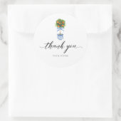 Blue Chinoiserie Pottery Orange Topiary Vielen Dan Runder Aufkleber (Tasche)