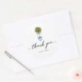 Blue Chinoiserie Pottery Orange Topiary Vielen Dan Runder Aufkleber (Umschlag)