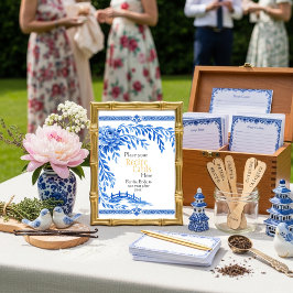 Blue Chinoiserie Recipe Cards Here Sign Einladung