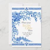 Blue Chinoiserie Recipe Cards Here Sign Einladung (Vorderseite)