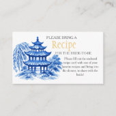 Blue Chinoiserie Recipe Request Bridal Shower  Begleitkarte (Vorderseite)