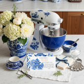 Blue Chinoiserie Recipe Request Bridal Shower  Begleitkarte