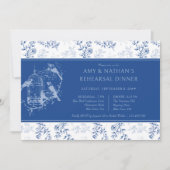 Blue Chinoiserie Romantic Wedding Probe Dinner Einladung (Vorderseite)