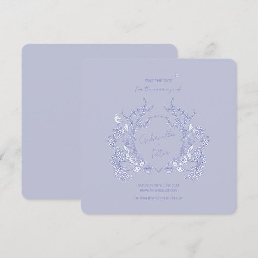 Blue Chinoiserie Save the Date (Vorne/Hinten)