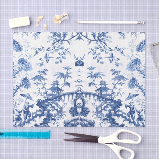 Blue Chinoiserie Seidenpapier (Handwerk)